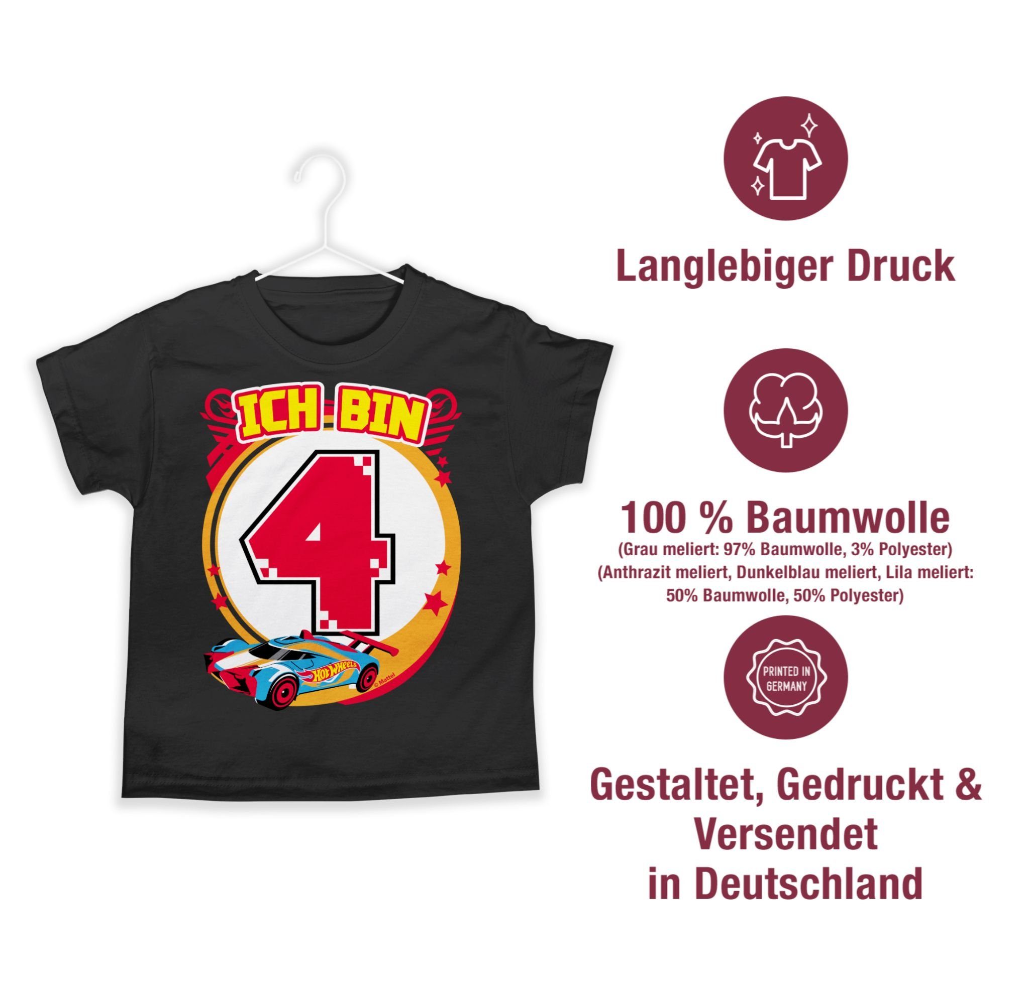Shirtracer T-Shirt Ich bin Wheels Jungen 02 Schwarz - Hot Rennauto 4