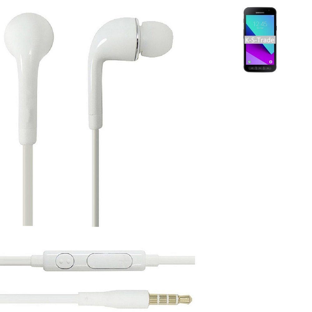 K-S-Trade für Galaxy Headset In-Ear-Kopfhörer weiß 3,5mm) u Samsung (Kopfhörer 4 Mikrofon Lautstärkeregler mit Xcover