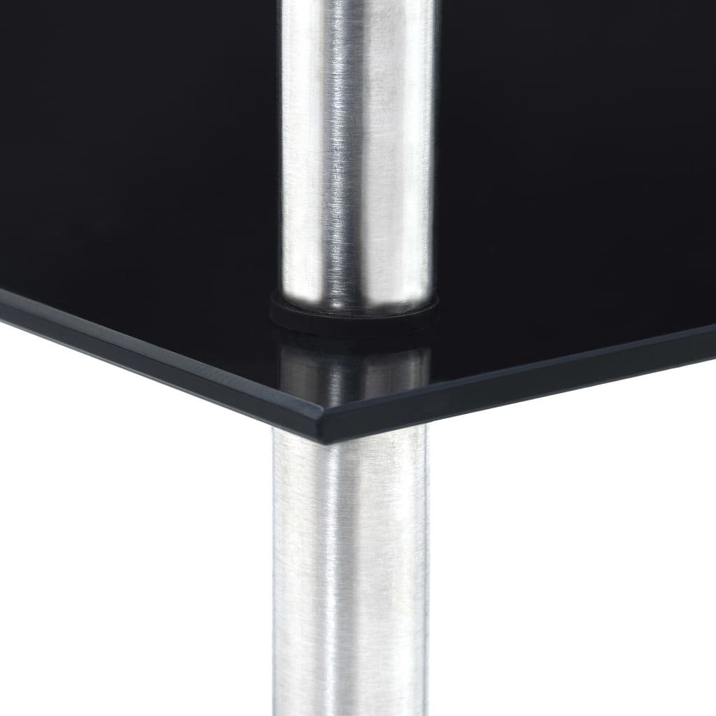 vidaXL Regal Regal 30x30x130 mit Ablagen Hartglas Schwarz 5 cm