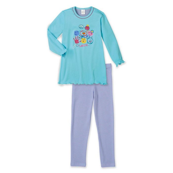 Schiesser Pyjama Eat Play Love (Set Set) Mädchen Schlafanzug lang 100% Baumwolle