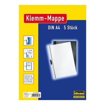 Idena Klemmtafel Idena 300576 - Klemmmappe für DIN A4, weiß, 5 Stück, Fassungsvermögen