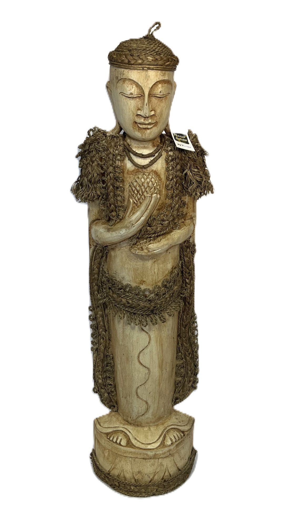 VARIOS Dekofigur Buddha Stehend Deko Figur Holz Handarbeit 100 cm