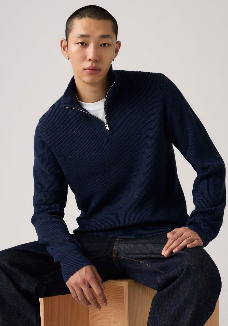 Levi's® Strickpullover HM QUARTER ZIP SWEATER mit Zipper und Struktur