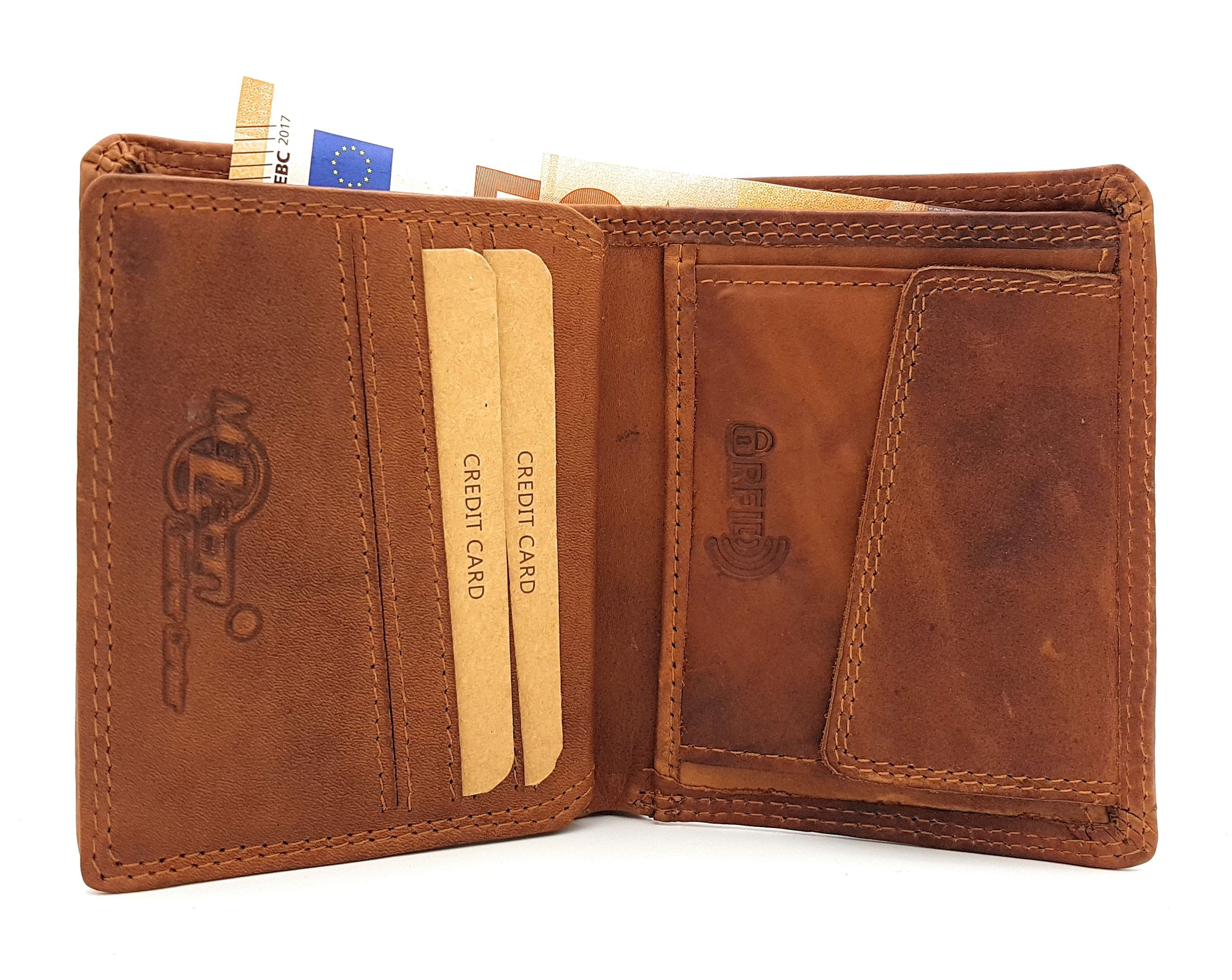 McLean Mini Geldbörse Vintage, echt Volllederausstattung, handlich und Midi mit Schutz, Fromat, Leder, RFID kompakt