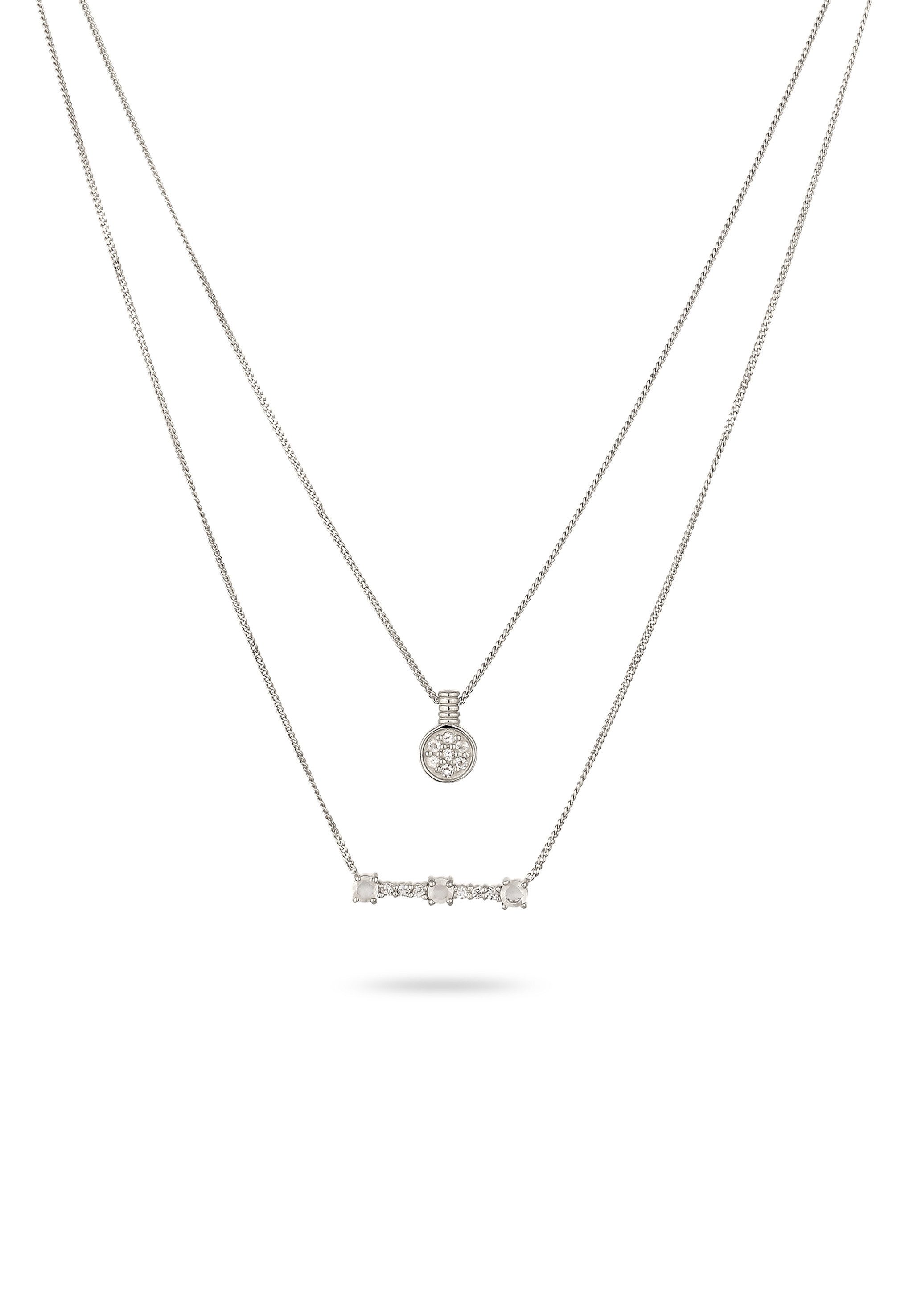 Ketten-Set Layer Mondstein Regenbogen 925 Sterling Silber