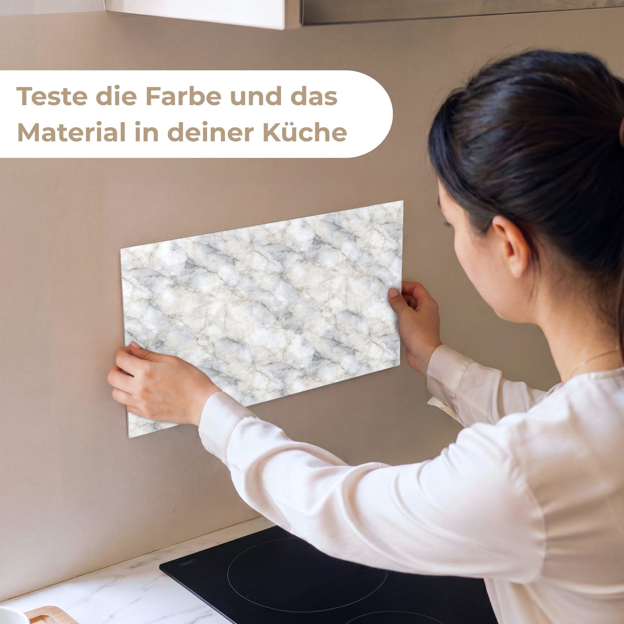 KitchenYeah Küchenrückwand Muster selbstklebend (keine Folie) Grau - Marmor - Detailliert, (1-tlg), Spritzschutz, Küche, Rückwand, Küchenwand, Küchenfront, 30x20 cm