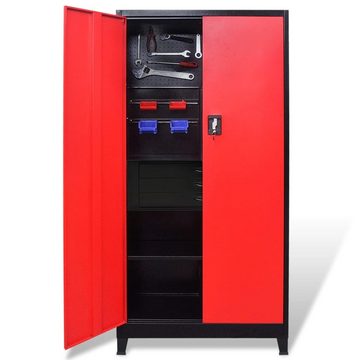 vidaXL Werkzeugbox Werkzeugschrank mit Werkzeugtruhe Stahl 90x40x180cm Rot Schwarz (1 St)