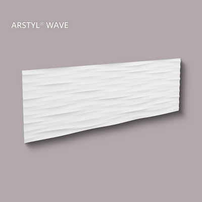NOËL & MARQUET by nmc 3D Wandpaneel WAVE, BxL: 38x113.5 cm, (Dekorpaneel, 1-tlg., Stuck-Wandpaneel, Zierelement, Dekorelement) weiß, vorgrundiert