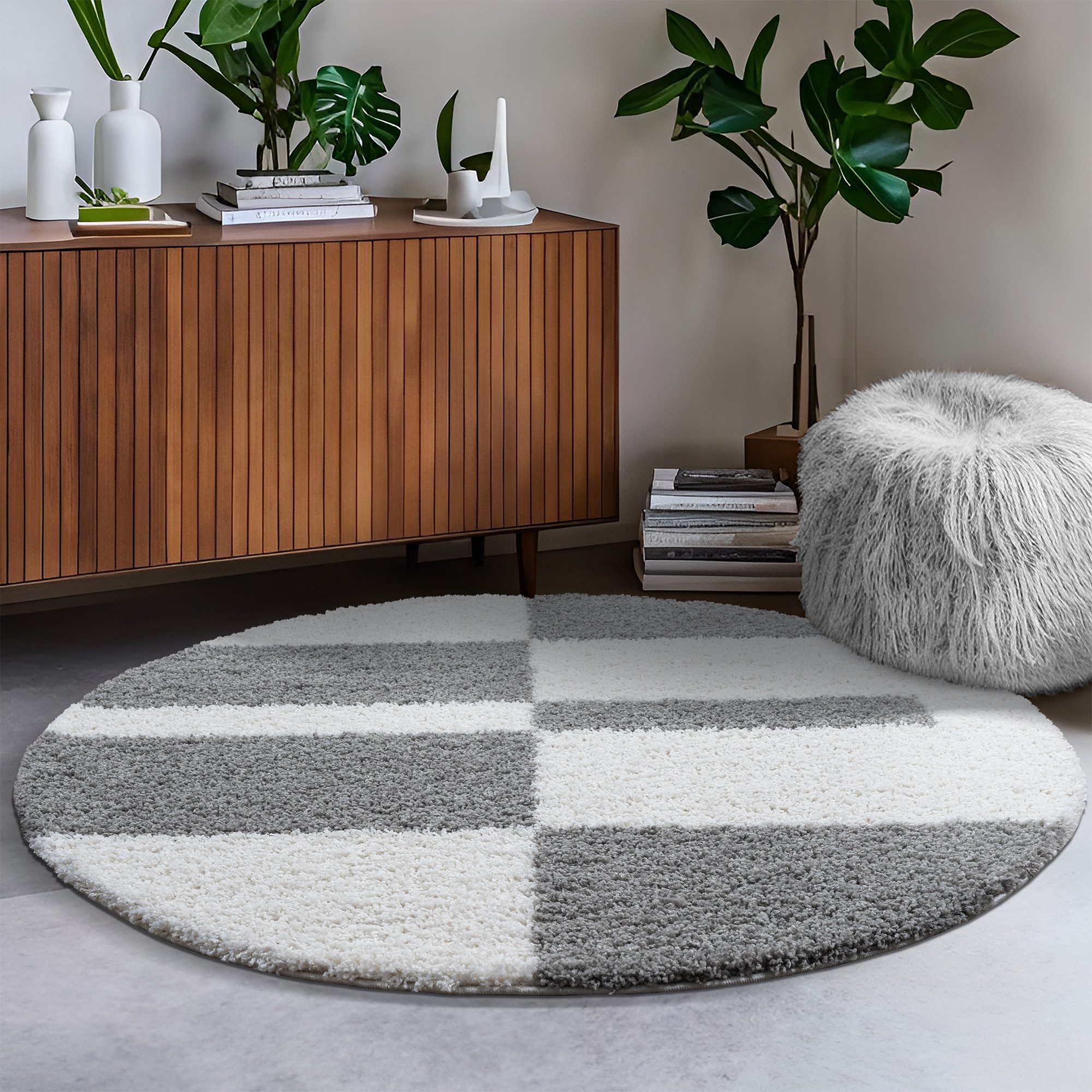 Sanat Hochflor-Teppich Milano 1254, auch als Läufer und in Rund, rund, Höhe: 30 mm, Langflor, Shaggy, Wohnzimmer, Schlafzimmer, fußbodenheizungsgeeignet