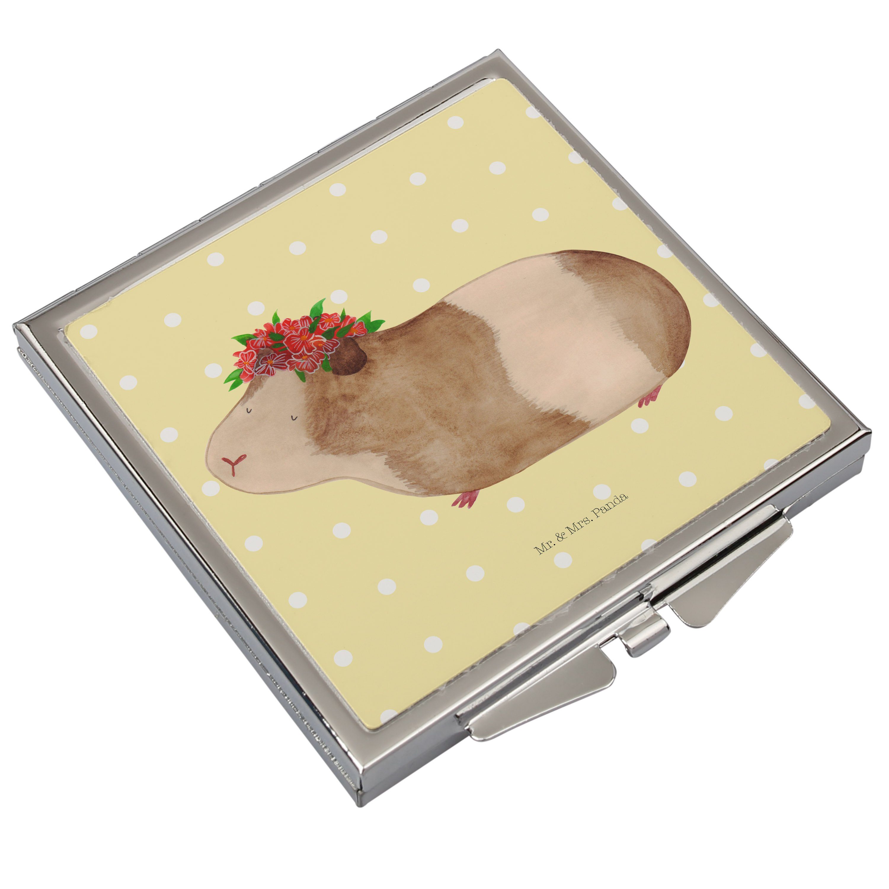 Meerschweinchen Pastell Quadrat, (1-St) - weise Gelb Ti Mr. Geschenk, Spiegel, - Panda & Kosmetikspiegel Mrs.