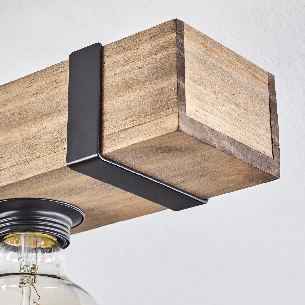 hofstein Deckenleuchte »Bollengo« moderne Deckenlampe aus Metall/Holz in Schwarz/Natur, ohne Leuchtmittel