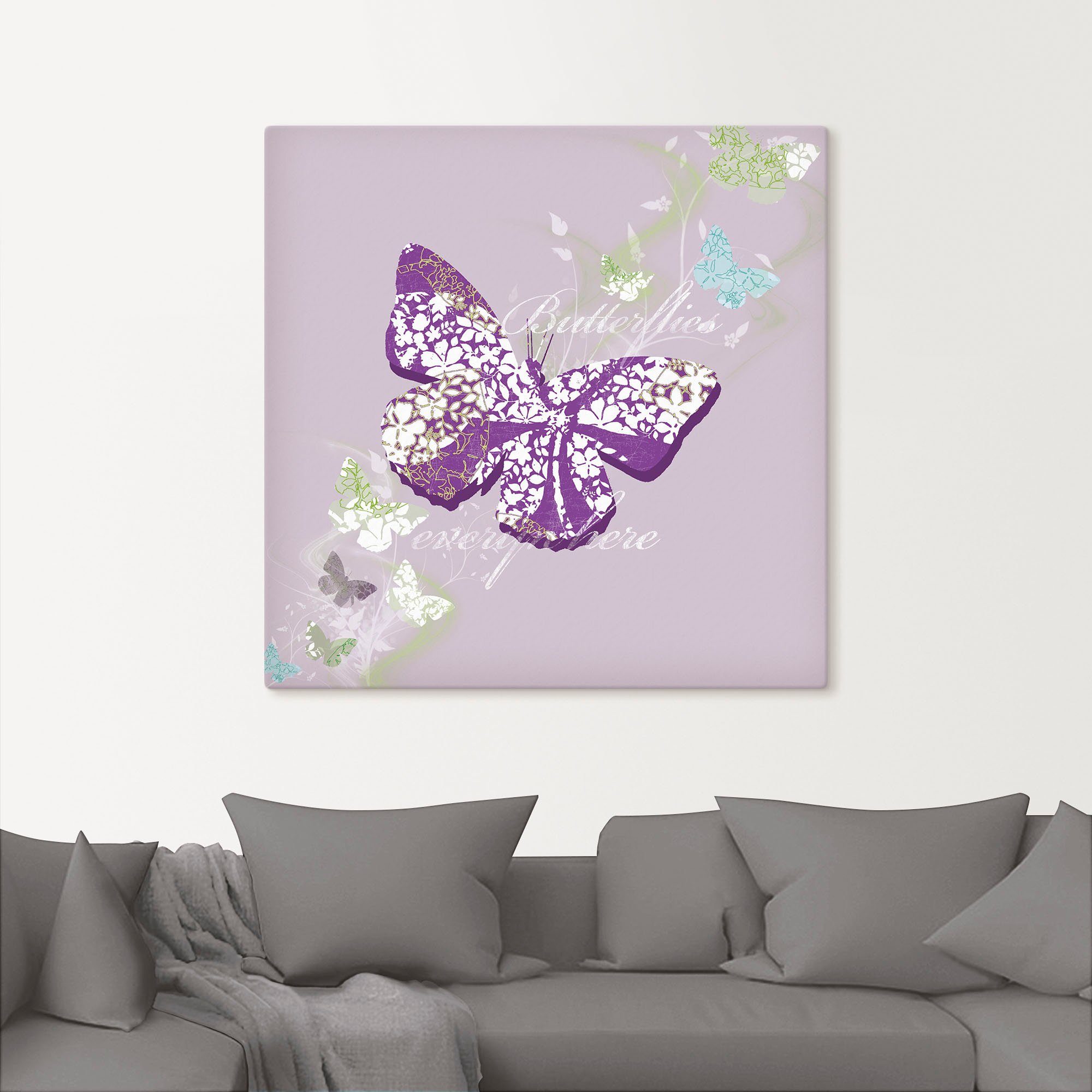 Größen violett, Alubild, Schmetterlinge in Wandbild als Leinwandbild, Artland in (1 oder Wandaufkleber Insekten Poster St), versch.