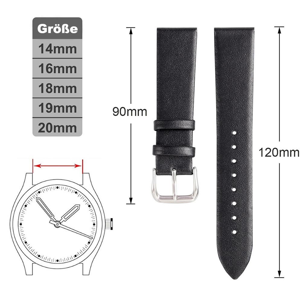 BTTO Uhrenarmband 14/16/18/19/20mm Vintage-Lederarmband Uhrenzubehör Ledera günstig online kaufen