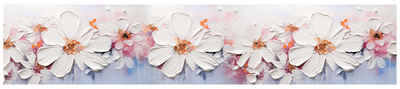 wandmotiv24 Fototapete gemalte Blumen, strukturiert, Wandtapete, Motivtapete, matt, Vinyltapete, selbstklebend