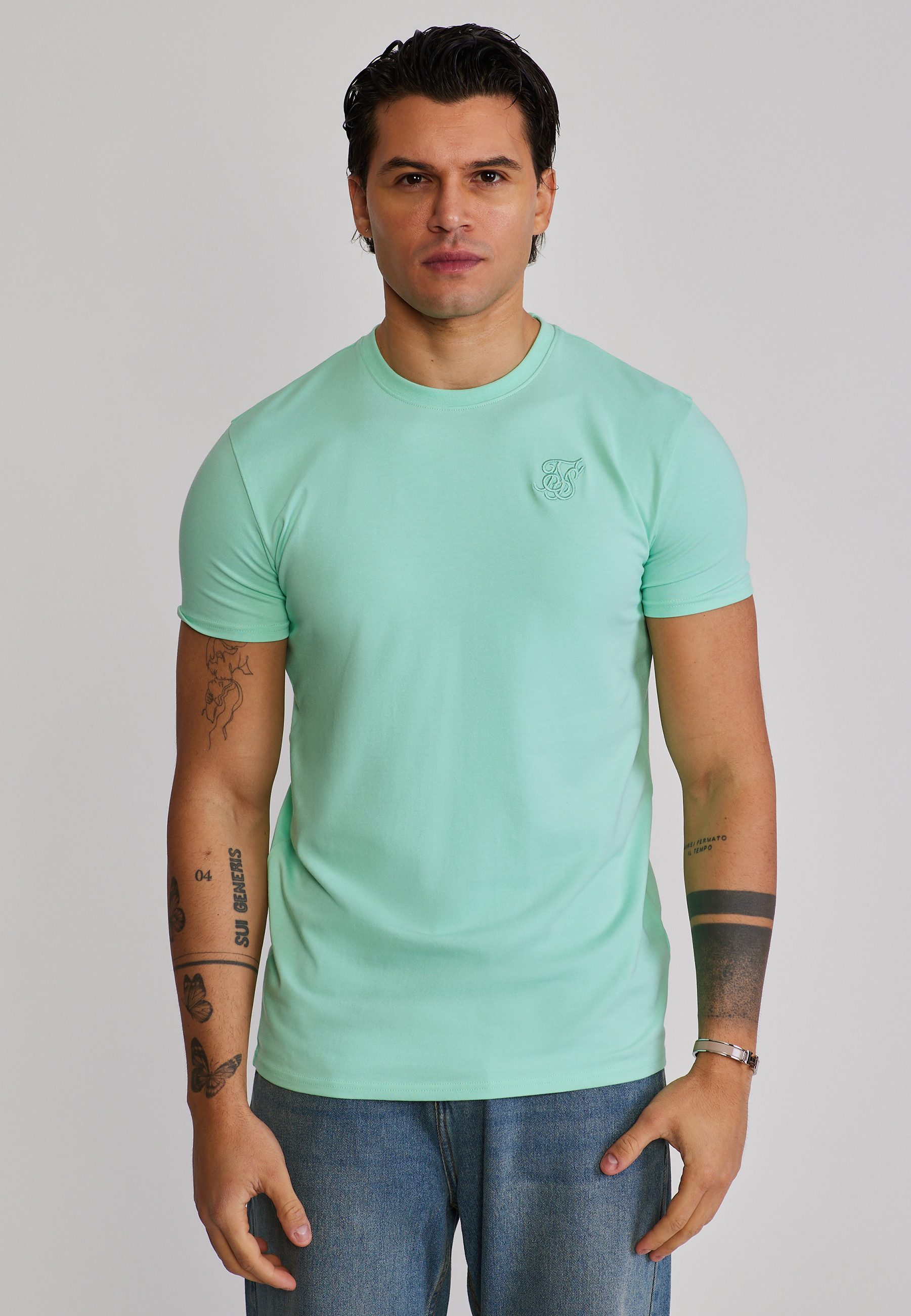 T-Shirt SikSilk Herren Grün Essentials T-Shirt