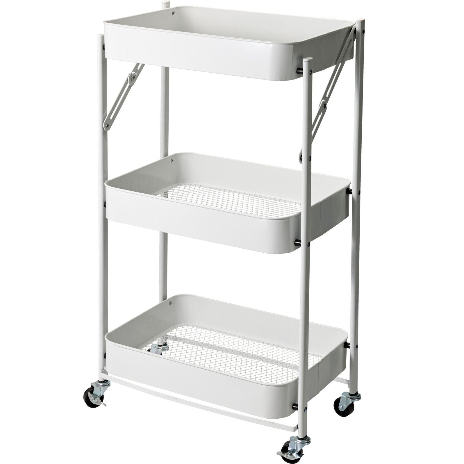 Storage solutions Küchenwagen Küchenwagen klappbar 3-stufig, aus Metall, 45,5 x 29,5 x 77 cm