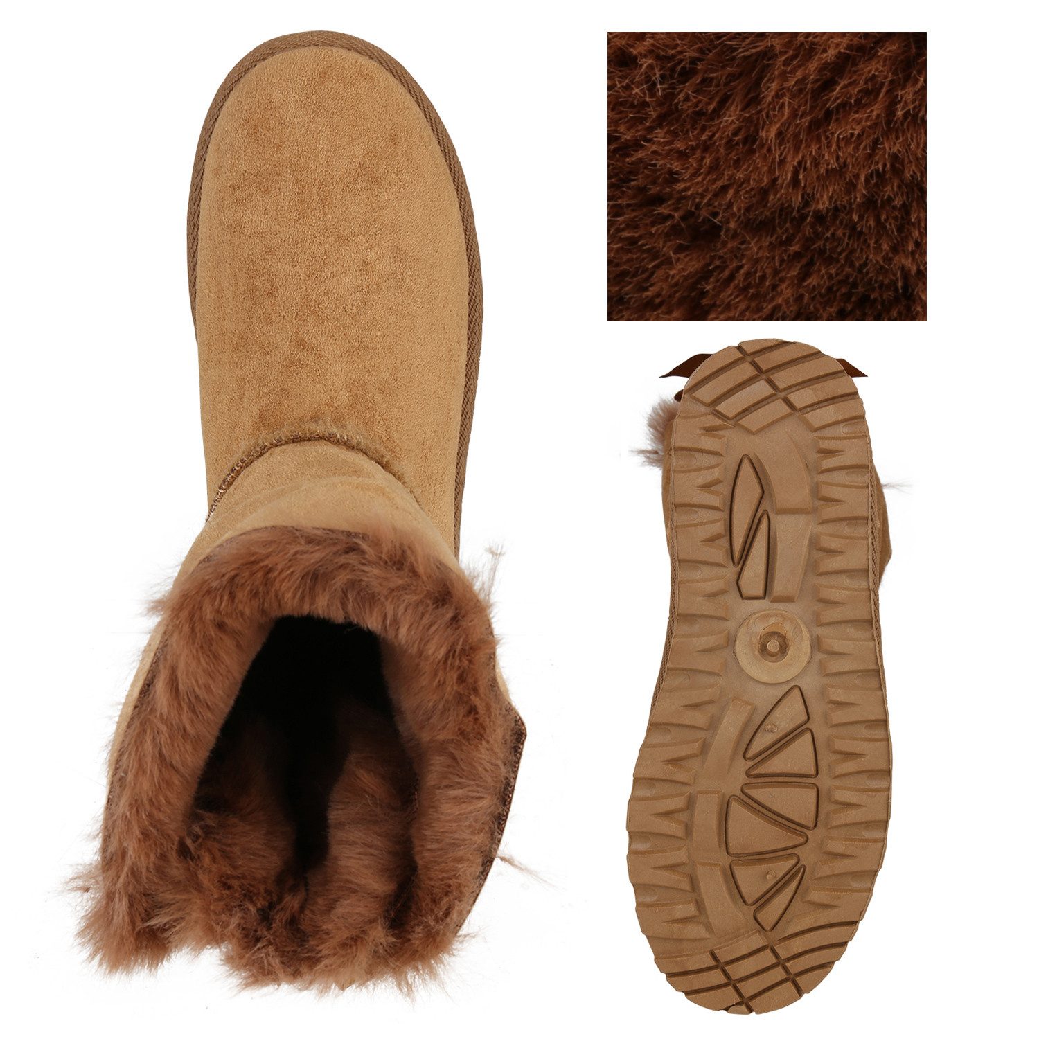 VAN HILL 839832 Winterstiefelette Damen Warm Gefütterte Winter Boots Stiefeletten Kunstfell