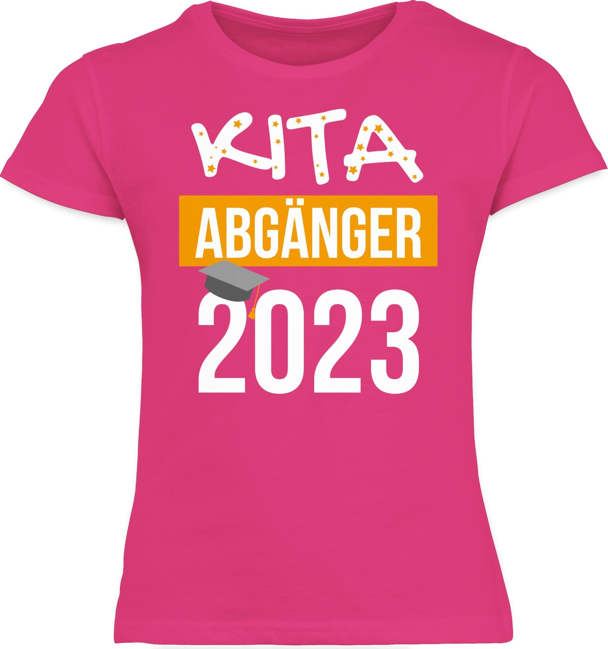 Mädchen T-Shirt Abgänger 1 2023 Fuchsia Shirtracer Einschulung Kita