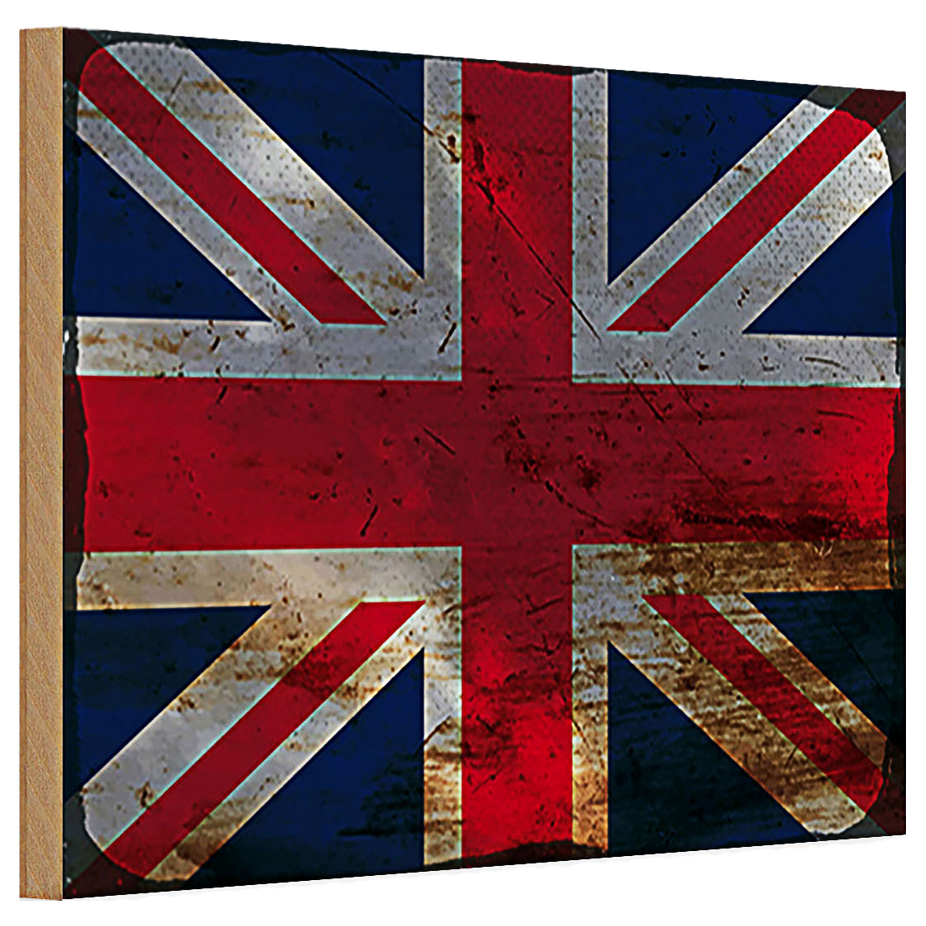 Roomando Holzbild Holzschild Flagge Union Jack 30x20cm United Kingdom Rost