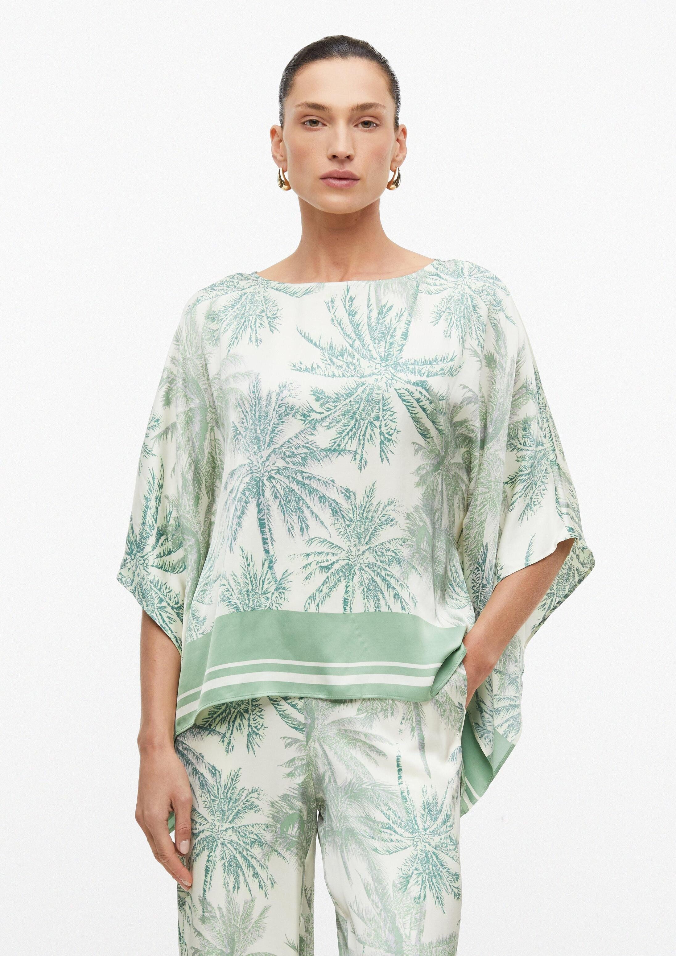 s.Oliver Kurzarmbluse Bluse Satin-Bluse im Loose Fit