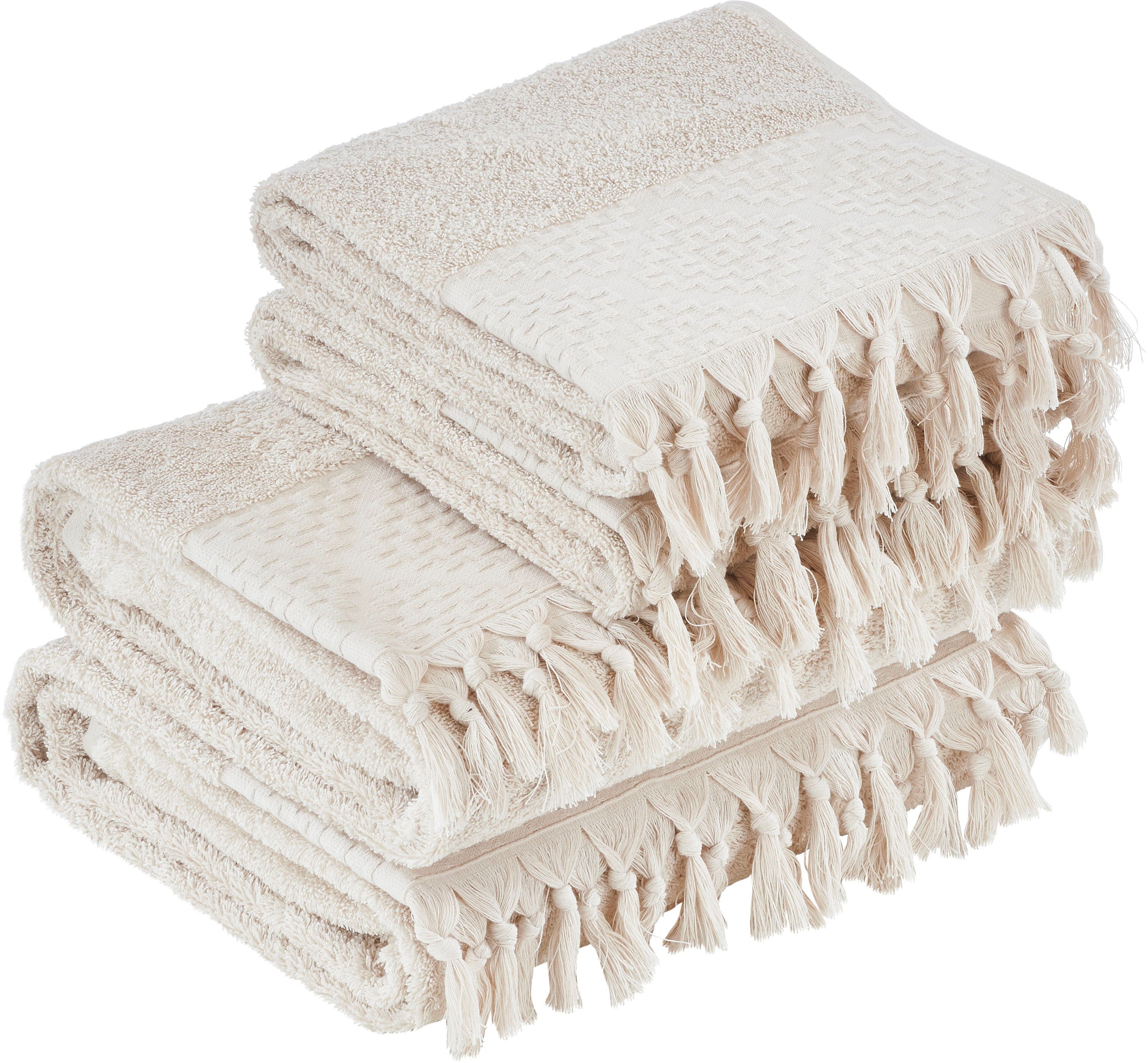 done.® Handtuch Set Provence Bohéme, Walkfrottier (Set, 4-St), Uni Farben, Boho-Style, Borte, verschiedene Set Varianten erhältlich