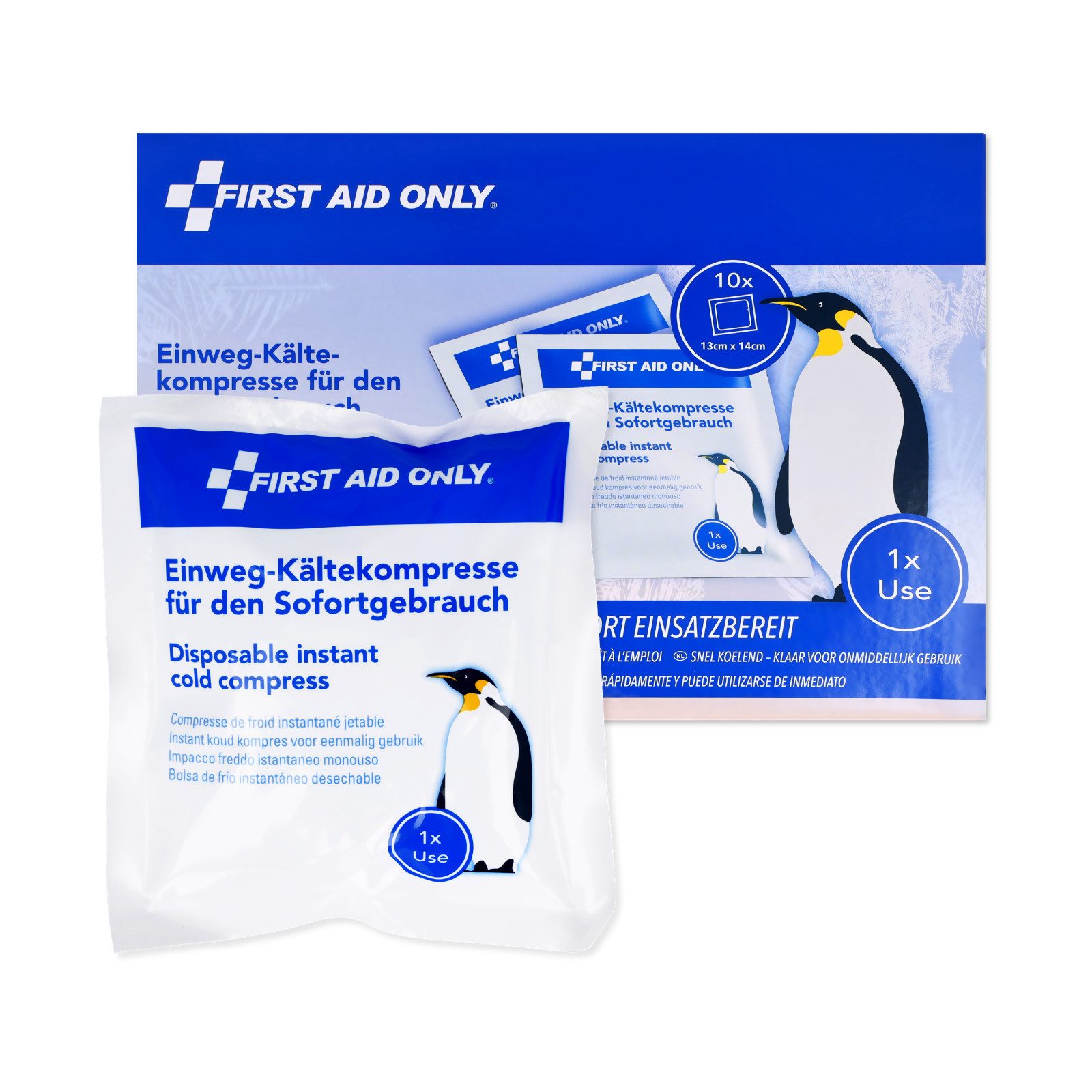 FIRST AID ONLY® Kalt-Warm-Kompresse Kälte-Sofortkompressen 10 Stück, Kühlkompressen ohne Vorkühlung, Vorteilspack 10-tlg., Einweg Kühlpads für Sport und Erste-Hilfe