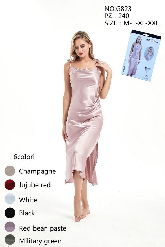 cofi1453 Nachthemd Kleid Damen Elegant Abend Party Nachthemd Ärmellos Sexy  Abendkleid Nachtwäsche