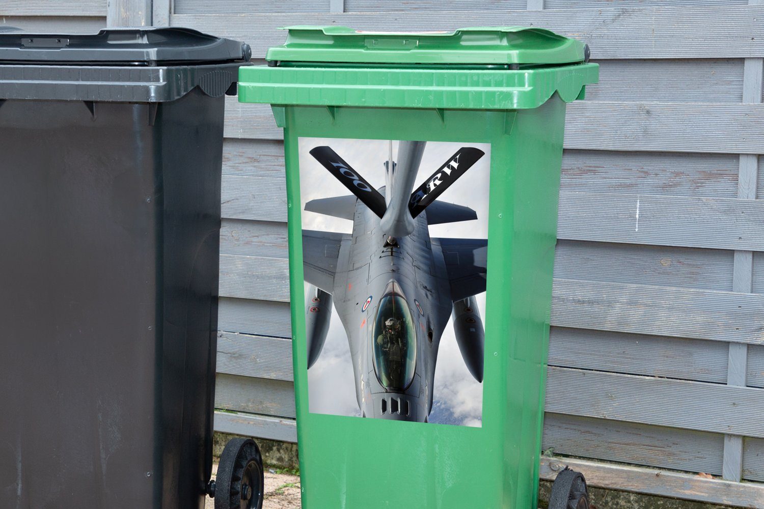 MuchoWow Düsenjäger St), Flugzeuge - Wandsticker Sticker, Mülleimer-aufkleber, Pilot Container, (1 Abfalbehälter Mülltonne, -