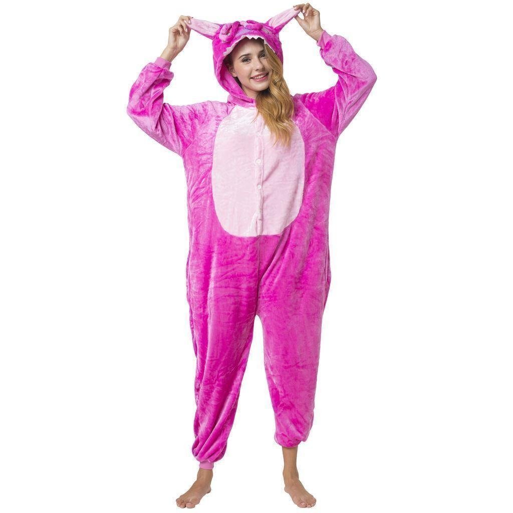 Katara Partyanzug Fantasy Figuren Jumpsuit Kostüm Erwachsene S-XL, Karneval - Kostüm, Kigurumi - Stitch "Engel" rosa M (155-165cm)