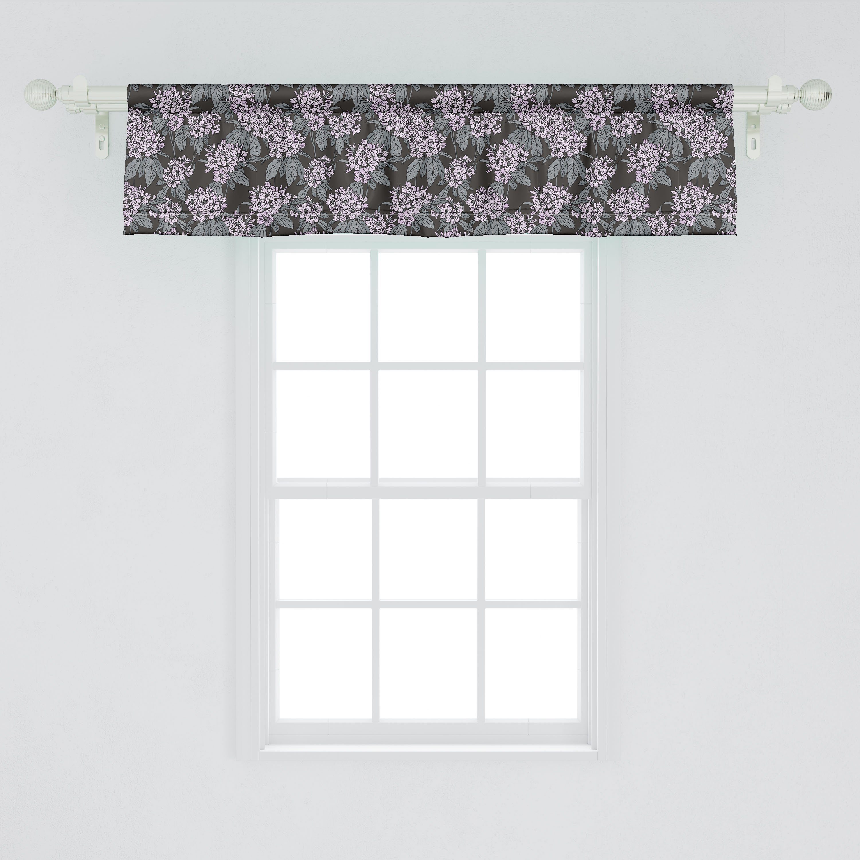 Scheibengardine Vorhang Volant für Blumen Bouquets Microfaser, Schlafzimmer Blätter Küche Hydrangea Dekor mit Abakuhaus, Stangentasche