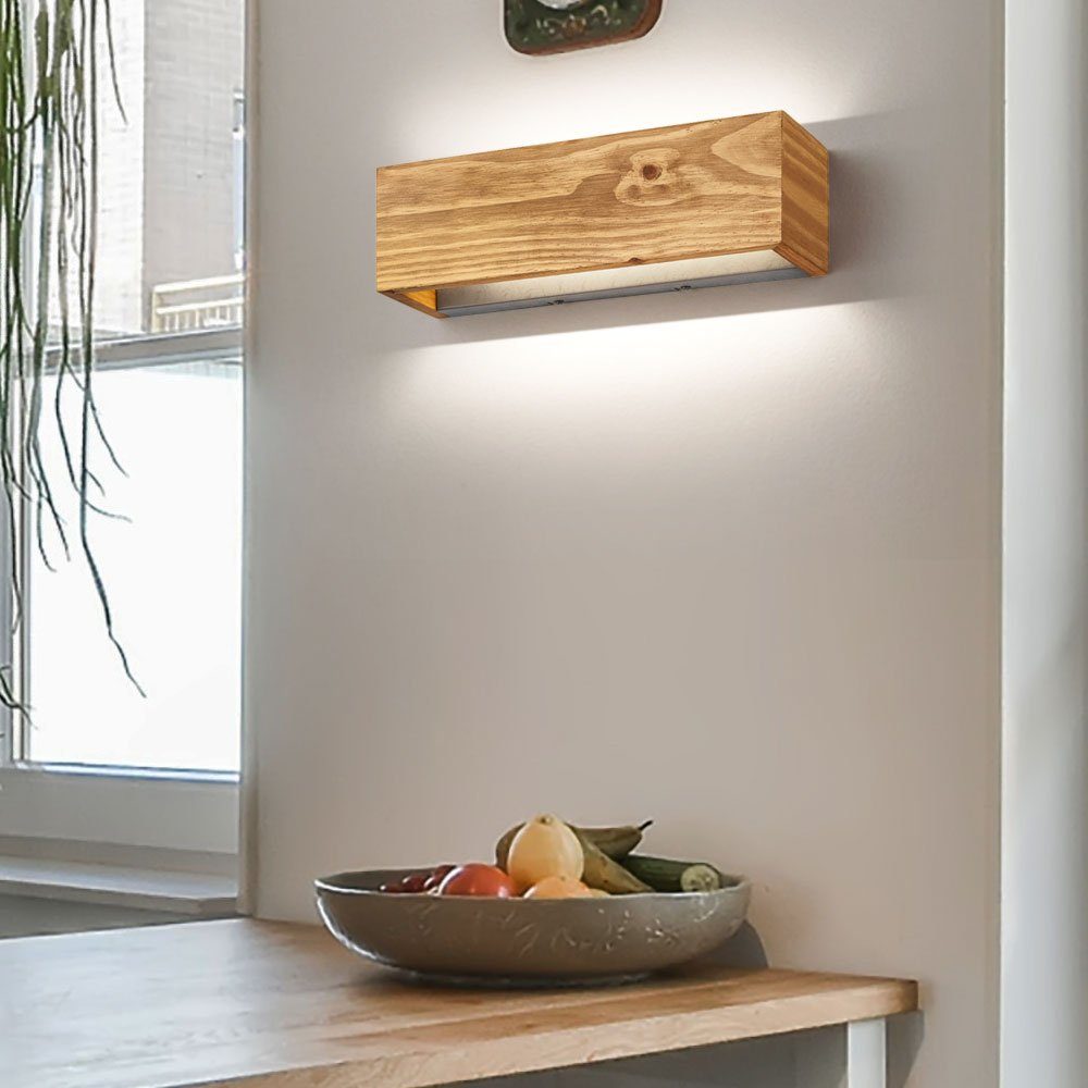etc-shop LED Wandleuchte, LED-Leuchtmittel fest verbaut, Warmweiß, Wandleuchte dimmbar Holz indirekte Beleuchtung Wandlampe Flurlampe
