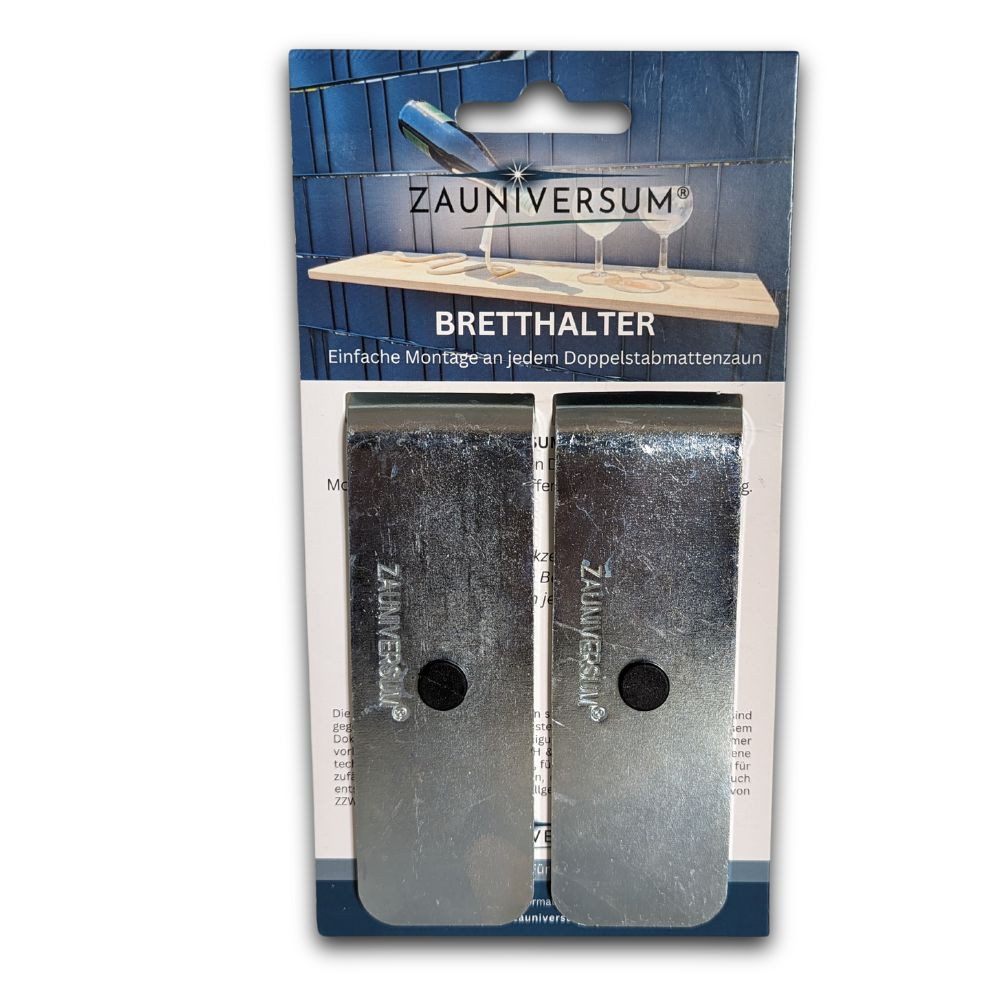 ZAUNIVERSUM Blumenkastenhalter Bretthalter Doppelstabzaun Zaun-Regal Halterung verzinkt, 2er, Set, für Bretter von einer Breite 12 - 20cm