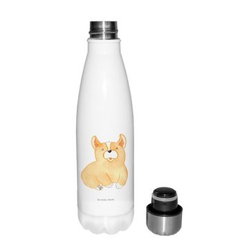 Mr. & Mrs. Panda Thermoflasche Corgie - Weiß - Geschenk, Edelstahl, Thermos, Motivation, Lebensfreud, Motivierende Sprüche