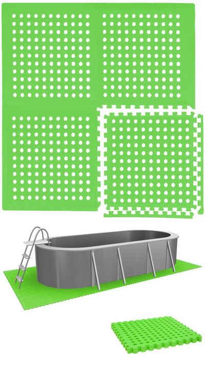 eyepower Bodenmatte 1m² Poolunterlage 4 Große Poolmatten 50x50 cm, Outdoor Pool Bodenschutzmatte