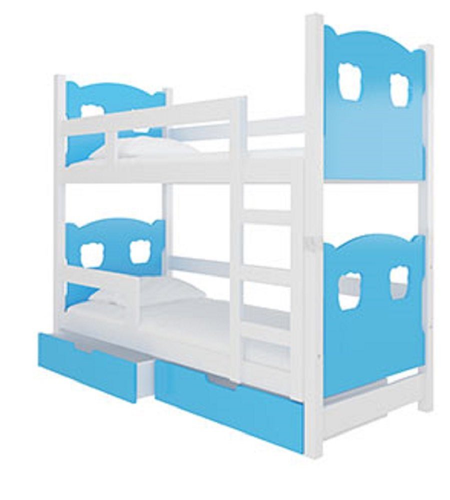 Feldmann-Wohnen mit (Etagenbett Kiefer / wählbar Hochbett blau MARABA Farbe Schlafgelegenheiten) weiß 2 Absetzungen: