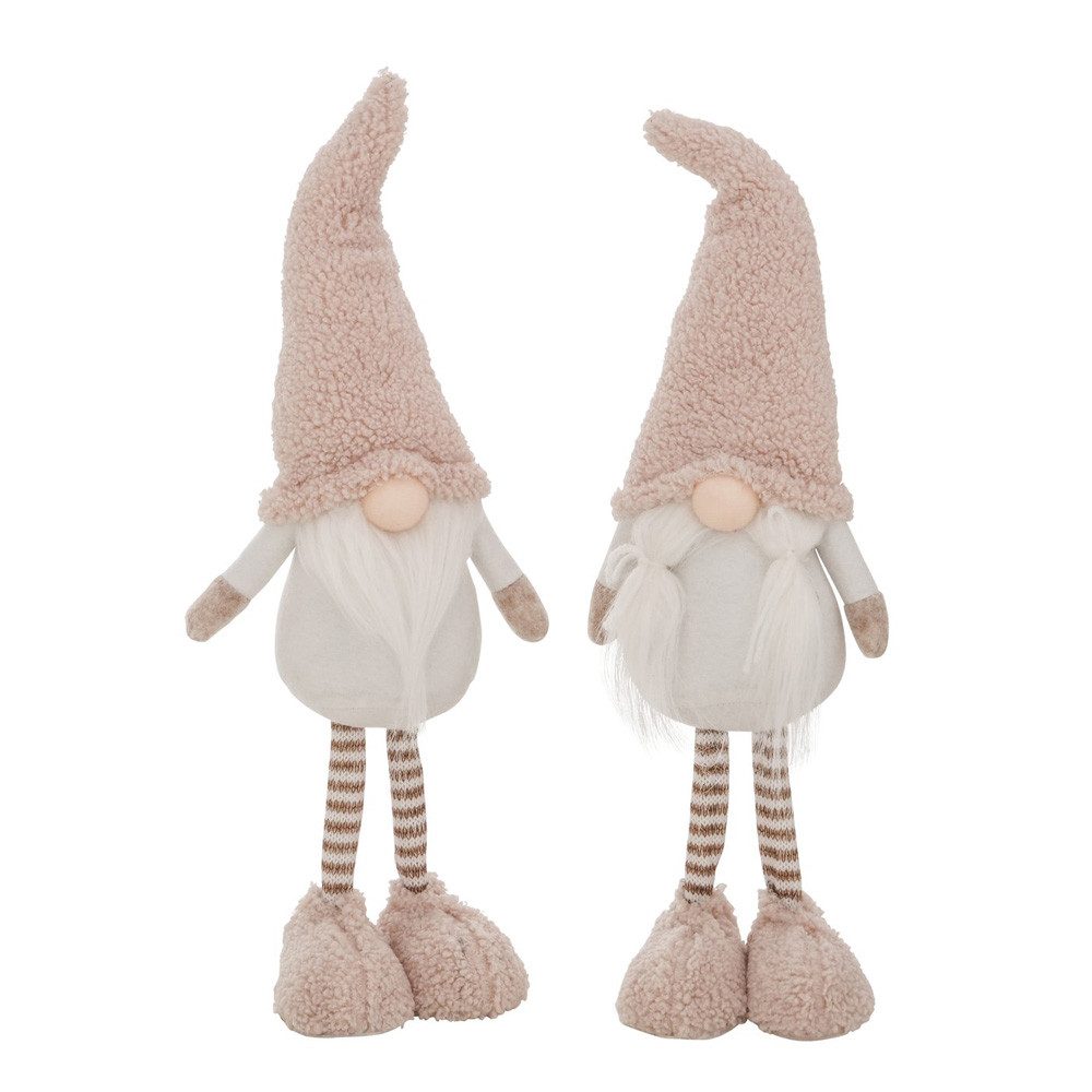 BOLTZE Dekoobjekt 2tlg. Wichtel JULTOMTAR rosa weiß beige Wichtel mit Teddyfell - Junge (Set, 2er-Set)