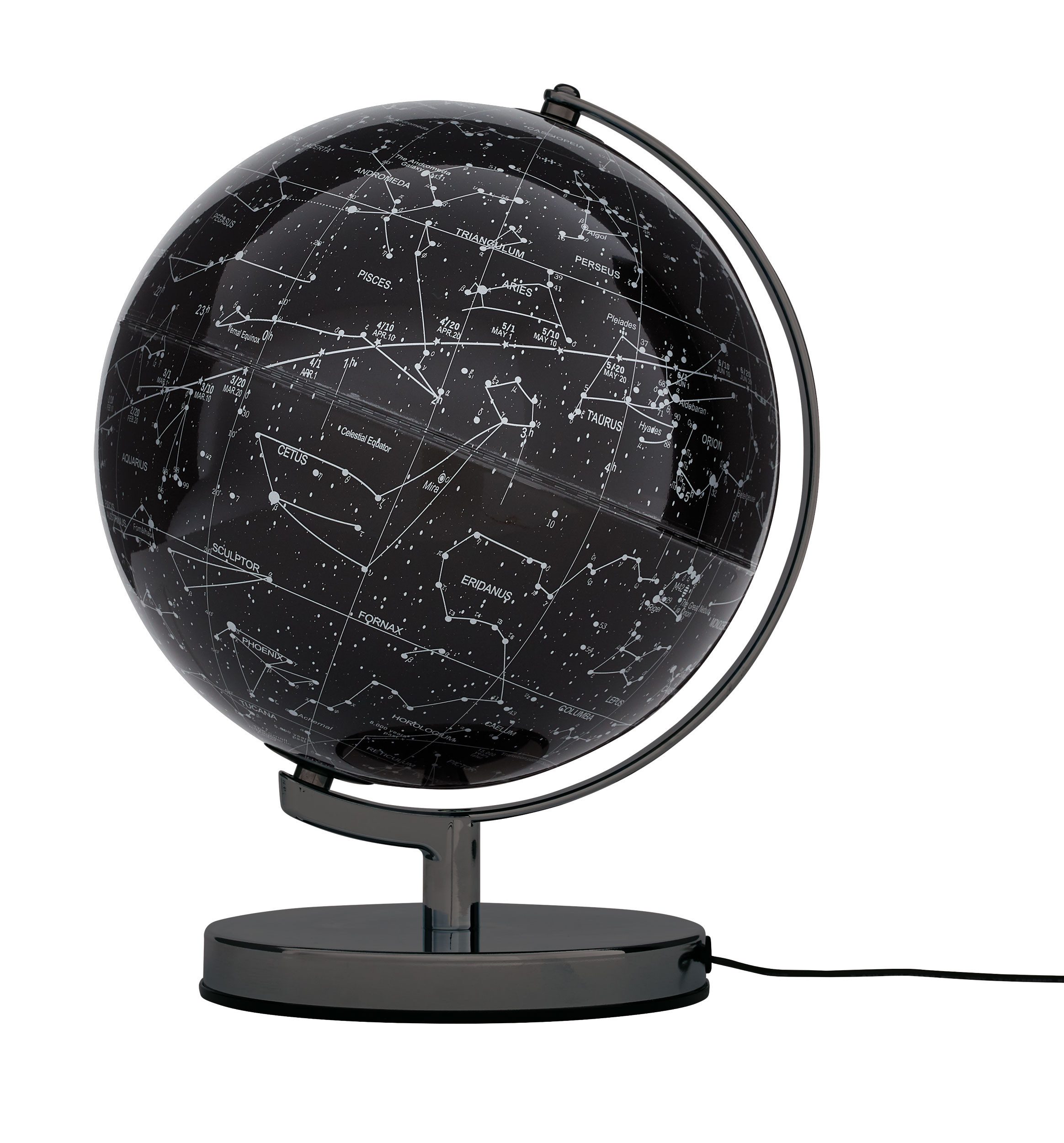 TROIKA Globus TERRA LIGHT, Warmweiß LED Tischglobus, drehbarer Achse & Metallfuß, (25 cm Durchmesser), 25 x 25 x 30 cm, englische Beschriftung, verschiedene Цвета(ов)