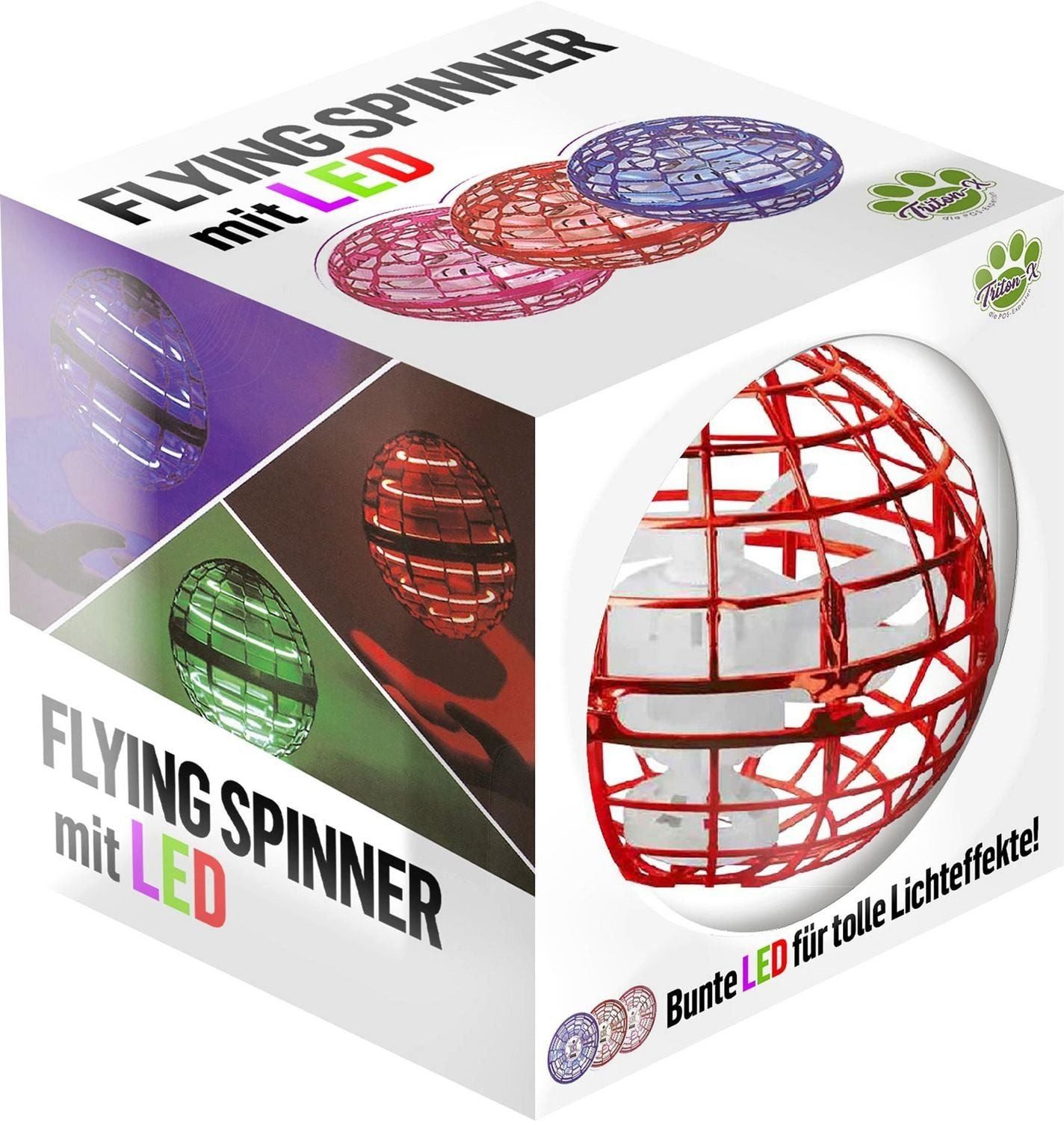Triton-X Spiel TRITON-X Flying Spinner LED-Ball – fliegender Boomerang-Ball