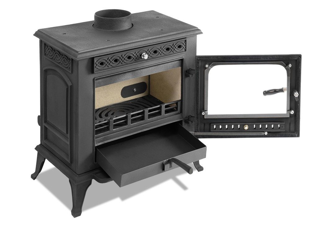 ECOfoxx Kaminofen EEK A Premium-Gusskaminofen Modell JA031, Holz&Kohle, 9,8 kW