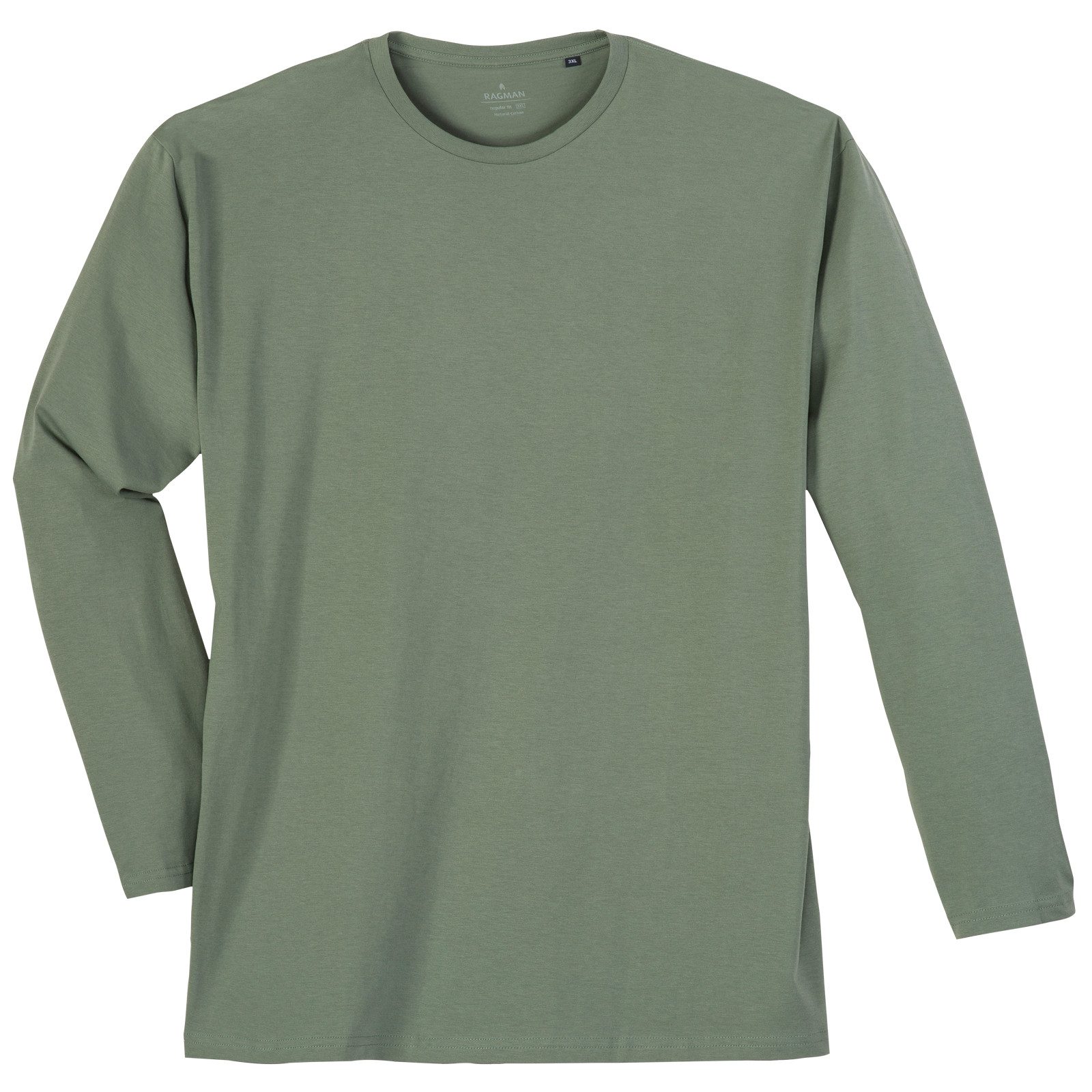 RAGMAN Langarmshirt Ragman Übergrößen Basic-Langarmshirt agavengrün