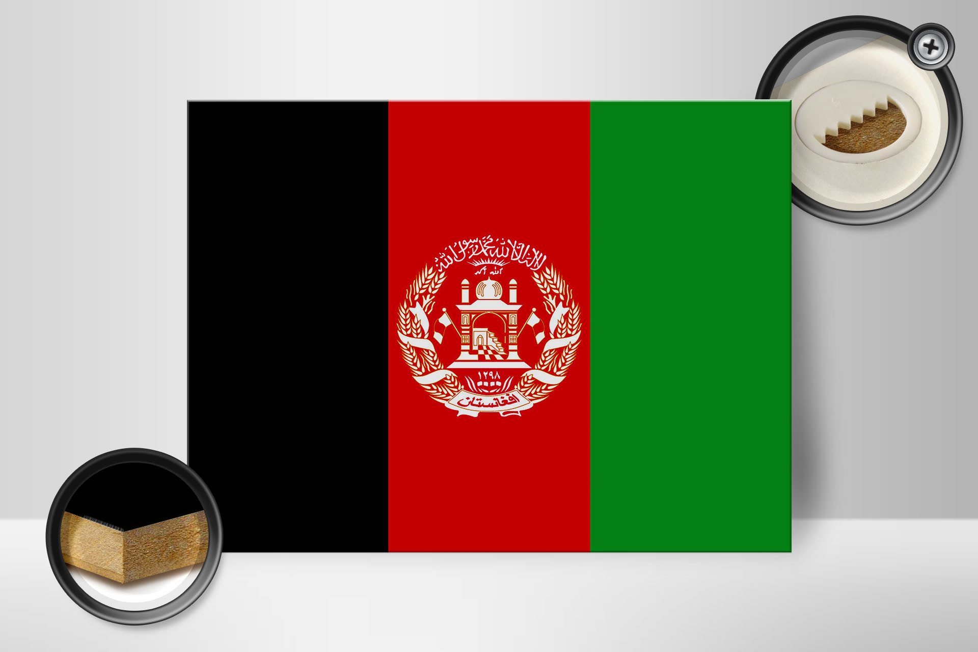 Femer GmbH Holzbild Flagge Afghanistans 40x30cm Flag of Afghanistan, Flaggen (1 St), Glatte Holzfaserplatte (MDF), vorn beschichtet