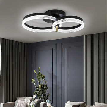 LETGOSPT Deckenleuchte 42W LED Deckenlampe, Flammig in Ringoptik, Dimmbar mit Fernbedienung, LED fest integriert, Kaltweiß/Naturweiß/Warmweiß, LED Deckenlampe Schwarz 3500LM, für Wohnzimmer Schlafzimmer Flur Küche