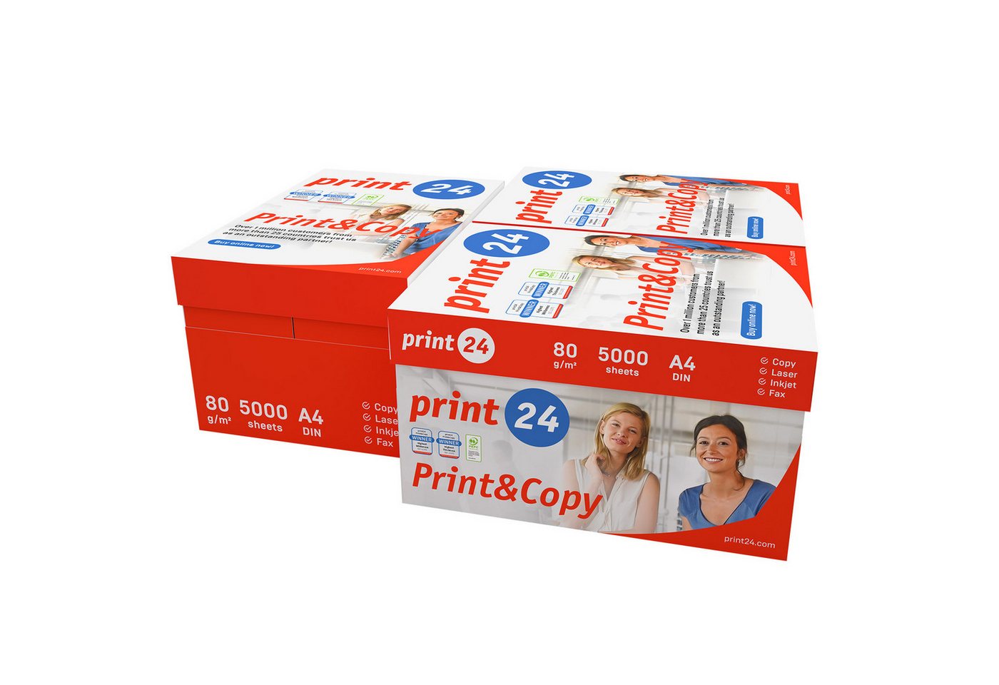 Thumbnail - print24 Druckerpapier Kopierpapier 15000 Blatt A4 80g Premium Weiß Testsieger PEFC