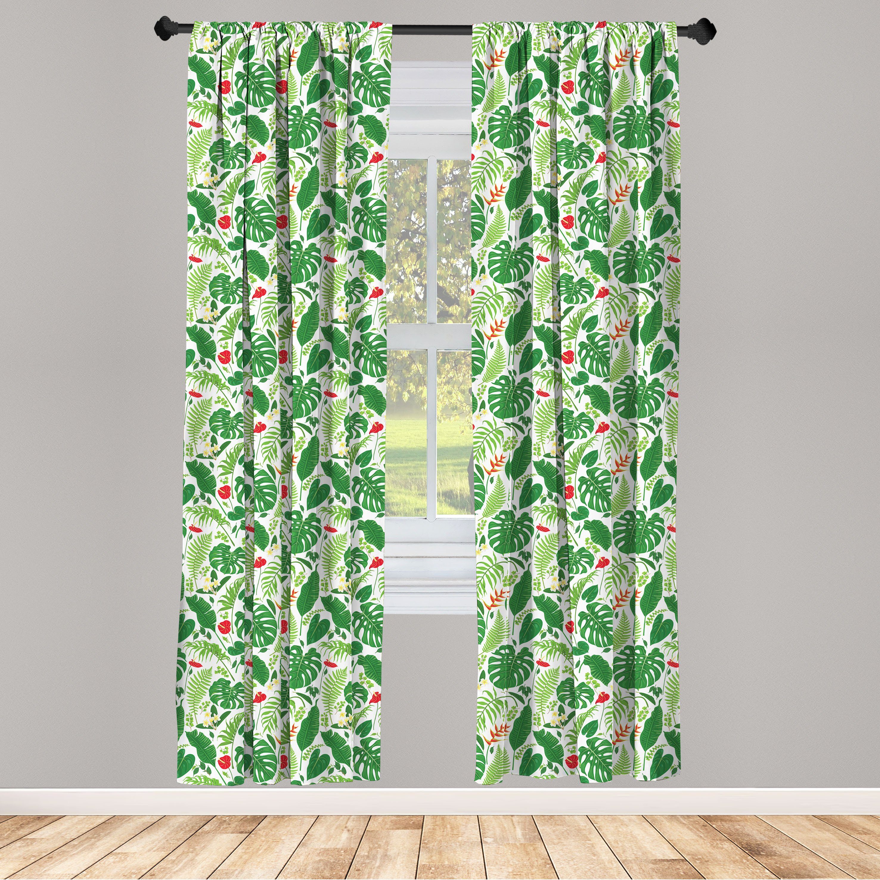Gardine Vorhang für Wohnzimmer Schlafzimmer Dekor, Abakuhaus, Microfaser, Botanisch Tropisch Flora