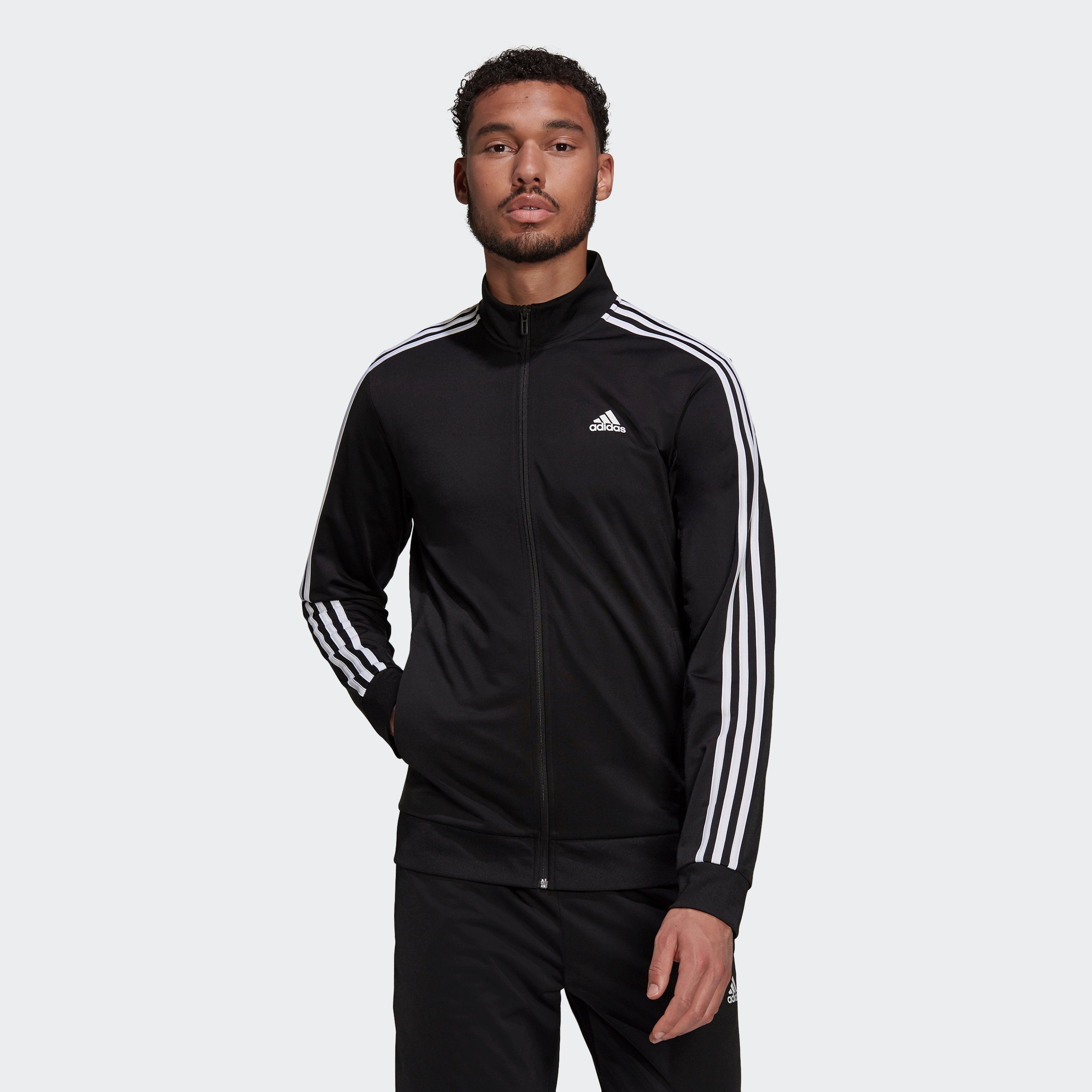 adidas Sportswear Outdoorjacke TRAININGSJACKE 3STREIFEN Black WARMUP ESSENTIALS PRIMEGREEN / White