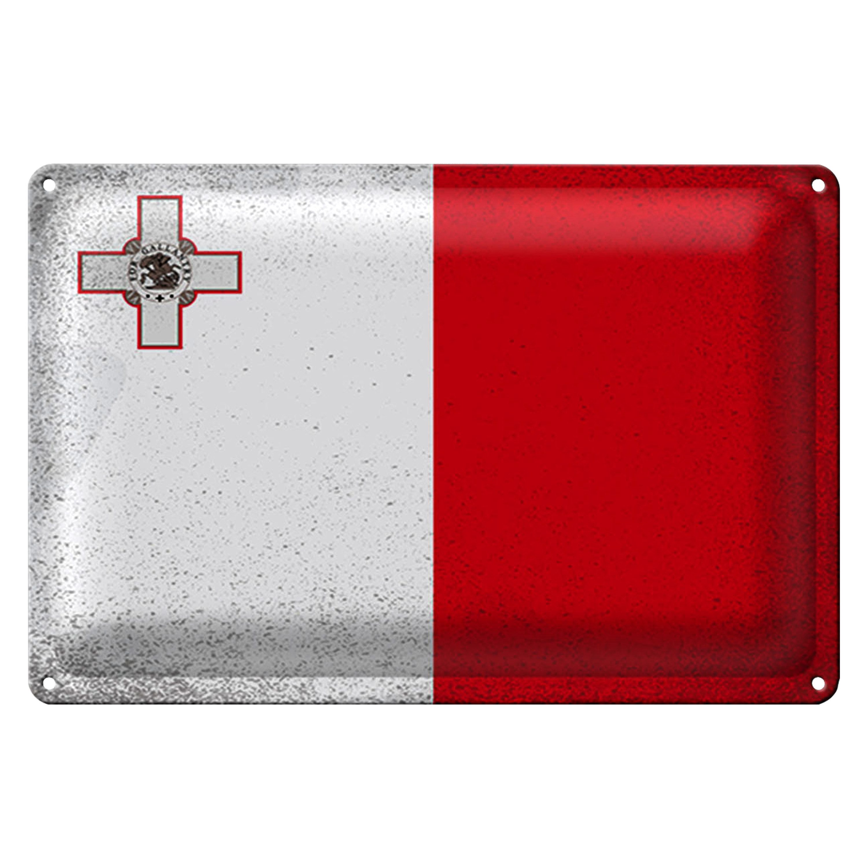 Roomando Metallschild Blechschild Flagge Malta 30x20cm Flag of Malta Vintage
