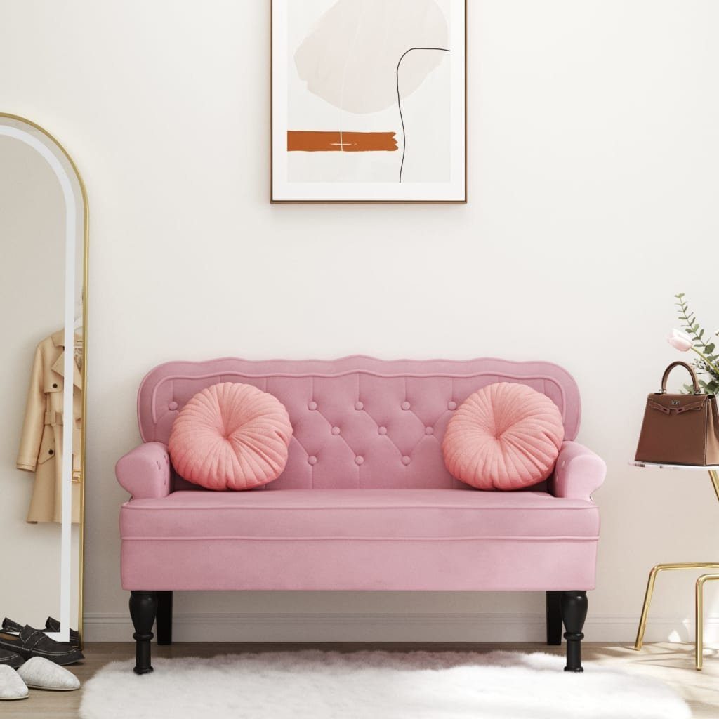 vidaXL Sitzbank Sitzbank mit Rückenlehne Rosa 119,5x64,5x75 cm Samt