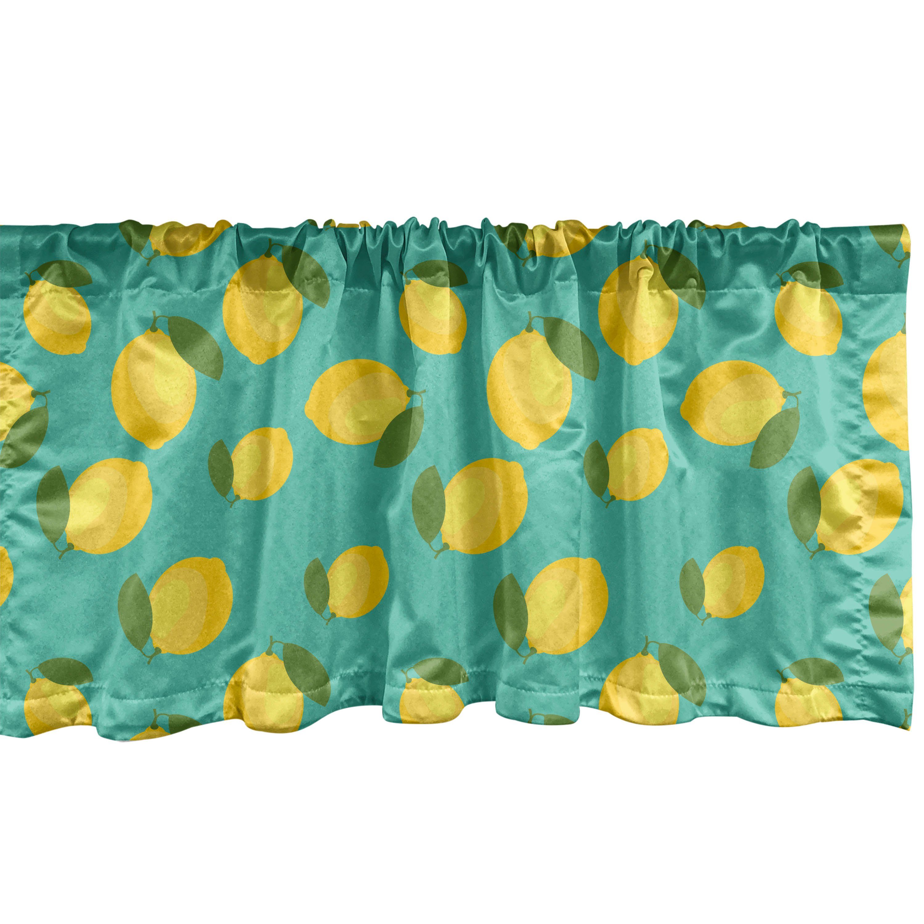 Scheibengardine Vorhang Volant für Küche Schlafzimmer Dekor mit Stangentasche, Abakuhaus, Microfaser, Zitronen Bunte Citrus Leaves Kunst