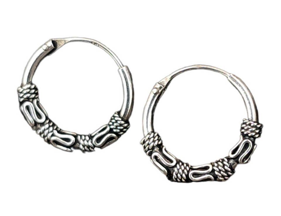 Kreolen Ohr Paarpreis Bali Creole Ohrringe Leather Sterling Kiss of Ohrring-Set Silber 925