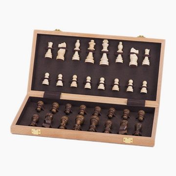 goki Spielesammlung, Schach Schachspiel delux in Holzklappkassette, Box dient als Spielfeld.